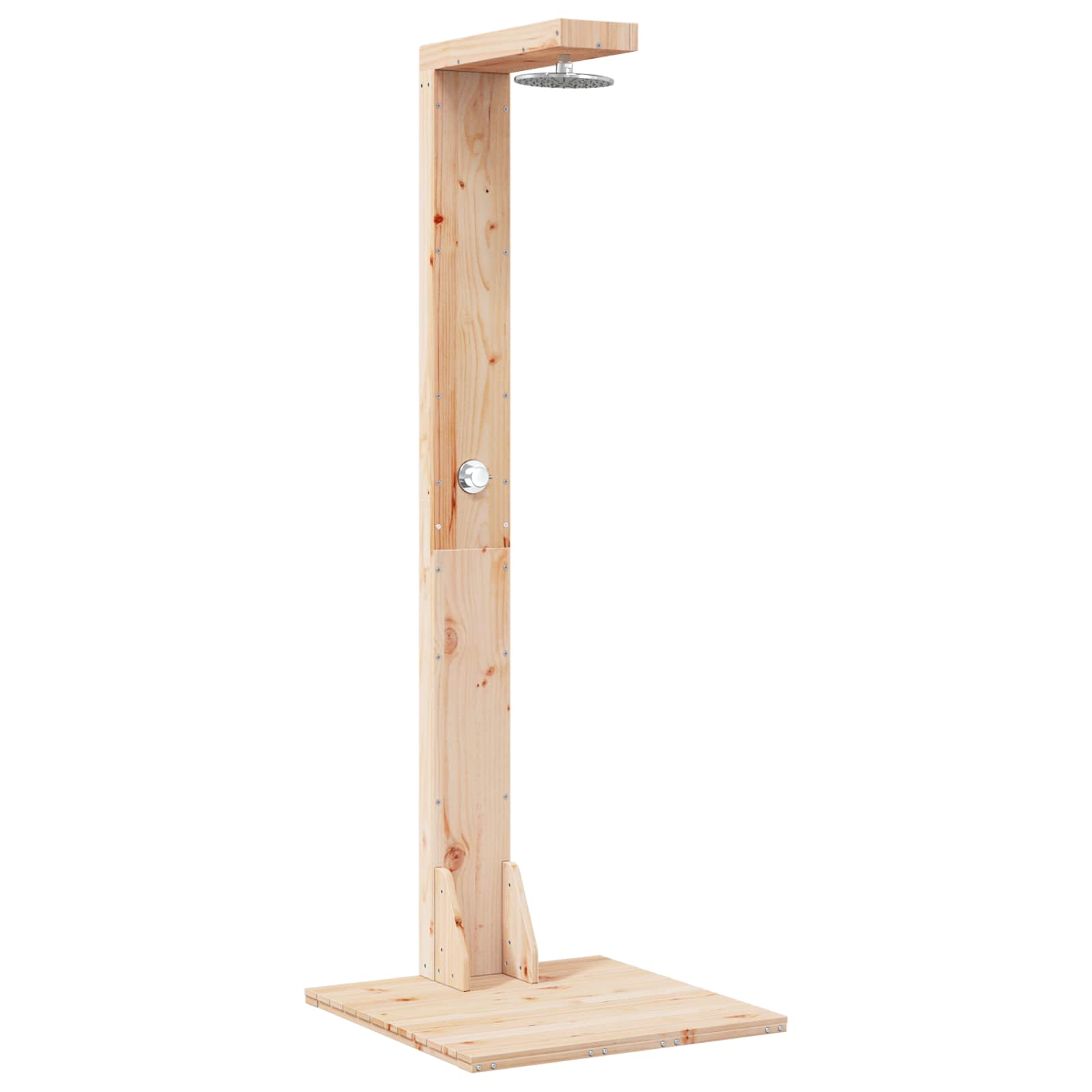 Gartendusche 210 cm Massivholz Kiefer und Edelstahl Natur