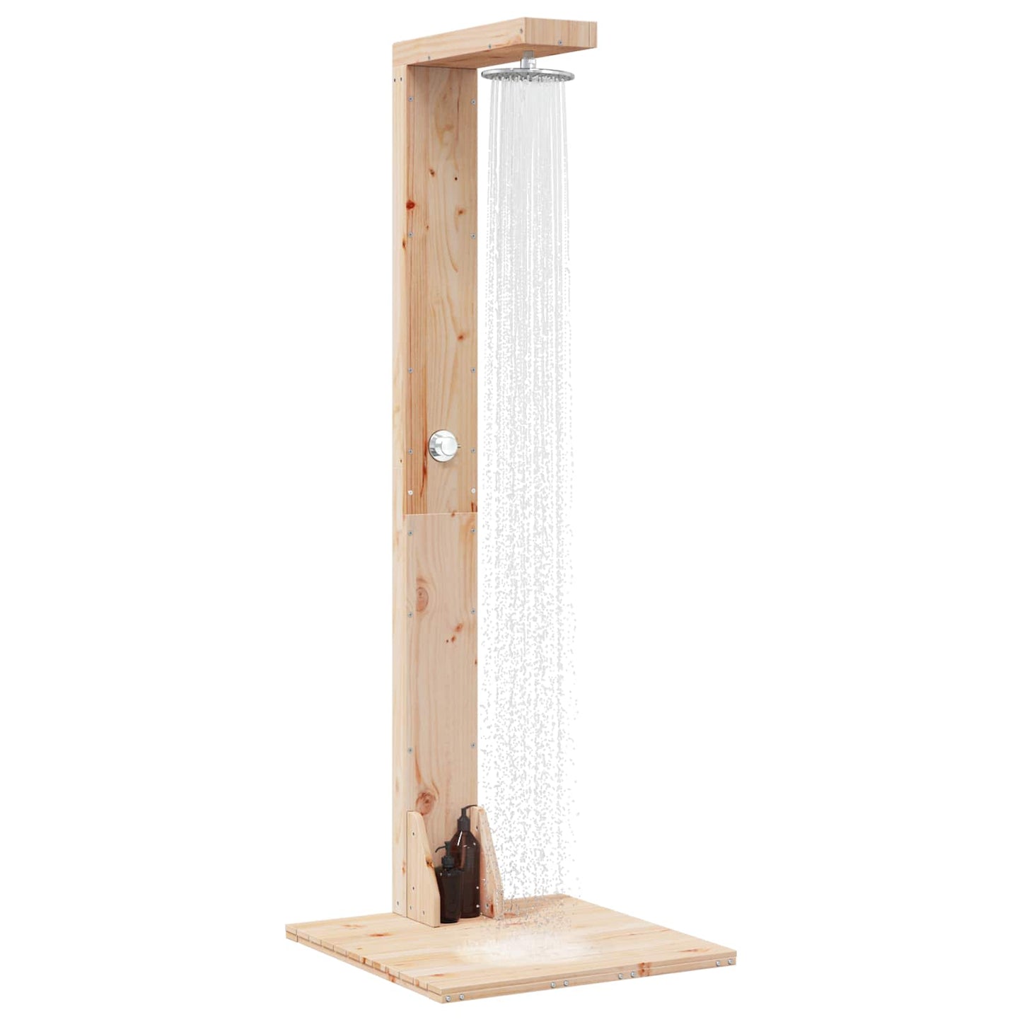 Gartendusche 210 cm Massivholz Kiefer und Edelstahl Natur