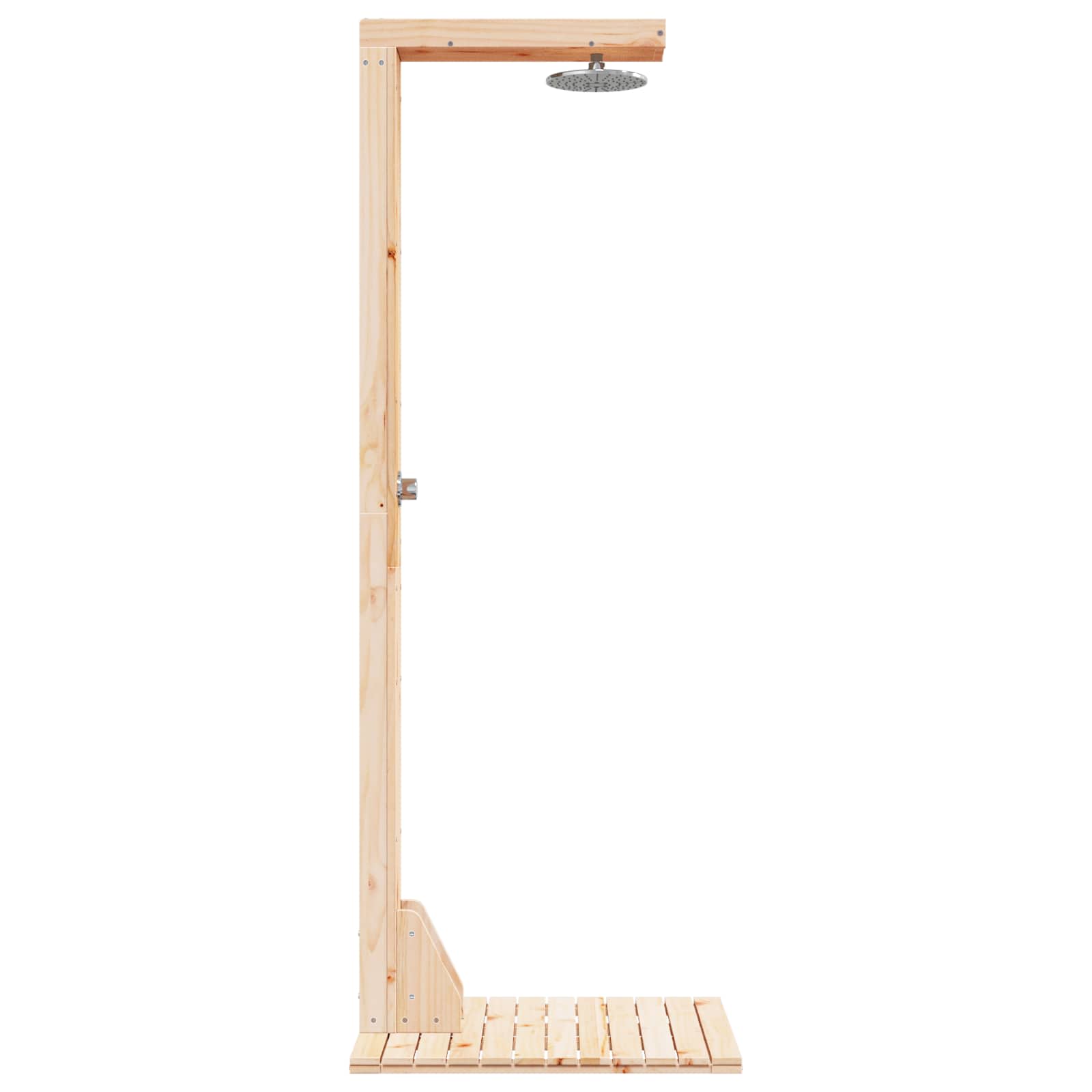 Gartendusche 210 cm Massivholz Kiefer und Edelstahl Natur