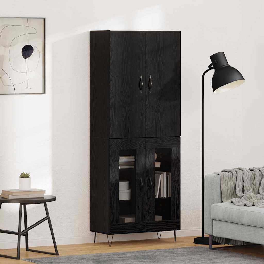 Highboard 2 stk. Schwarz Eichen-Optik 69,5 x 34 x 180 cm