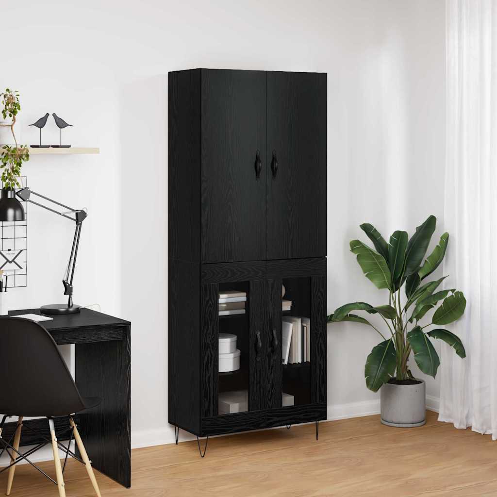 Highboard 2 stk. Schwarz Eichen-Optik 69,5 x 34 x 180 cm