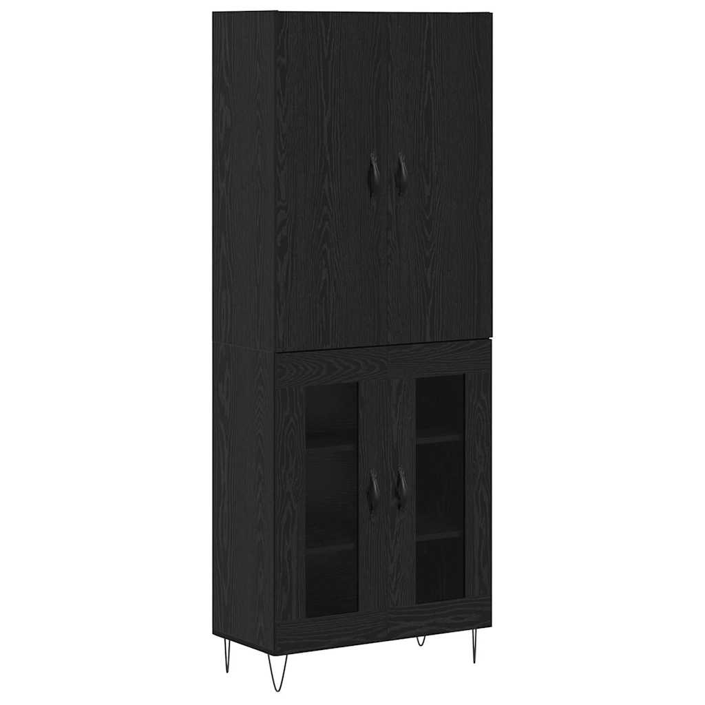 Highboard 2 stk. Schwarz Eichen-Optik 69,5 x 34 x 180 cm