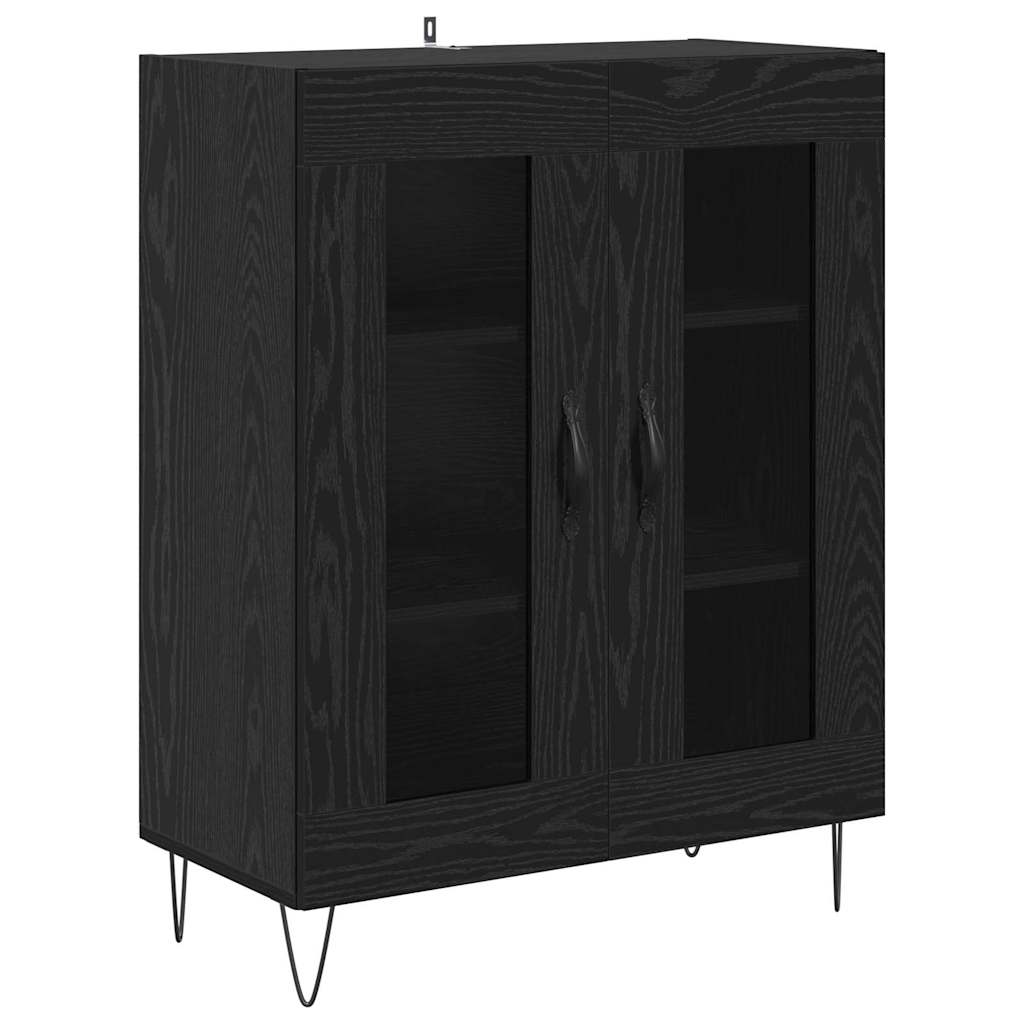 Highboard 2 stk. Schwarz Eichen-Optik 69,5 x 34 x 180 cm