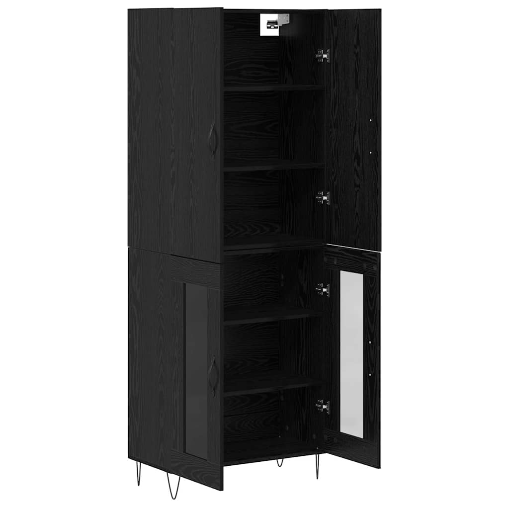 Highboard 2 stk. Schwarz Eichen-Optik 69,5 x 34 x 180 cm