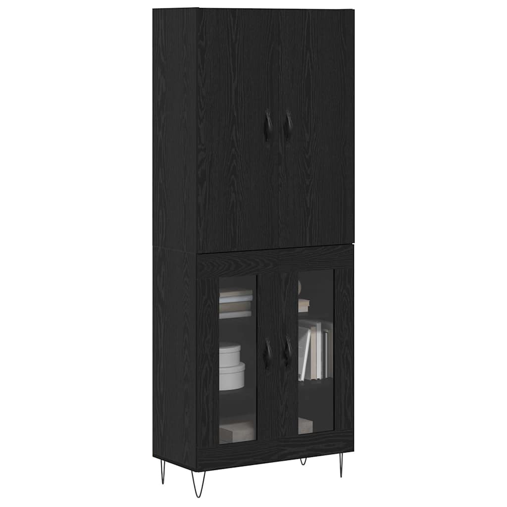 Highboard 2 stk. Schwarz Eichen-Optik 69,5 x 34 x 180 cm