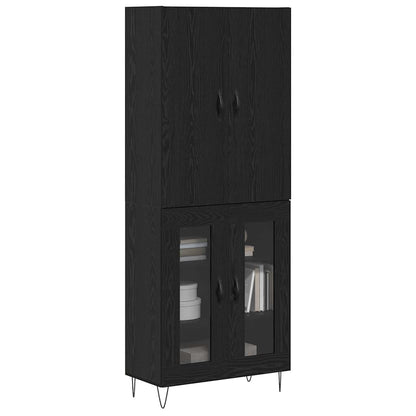 Highboard 2 stk. Schwarz Eichen-Optik 69,5 x 34 x 180 cm