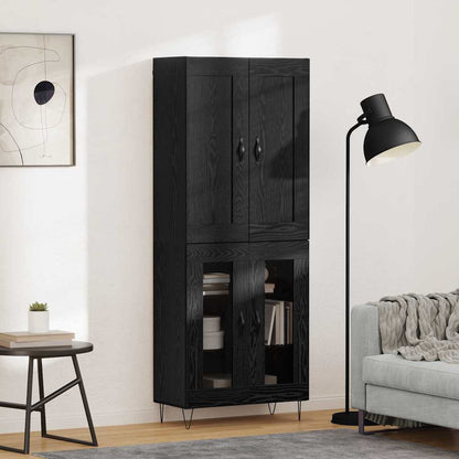 Highboard Schwarz Eichen-Optik 69,5 x 34 x 180 cm Holzwerkstoff