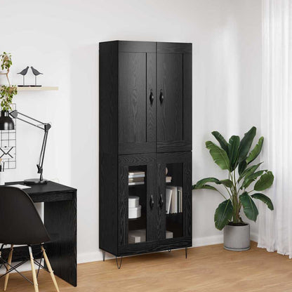 Highboard Schwarz Eichen-Optik 69,5 x 34 x 180 cm Holzwerkstoff