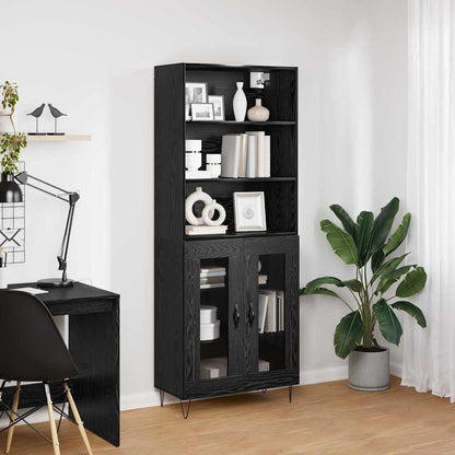 Highboard 2 stk. Schwarz Eichen-Optik 69,5 x 34 x 180 cm