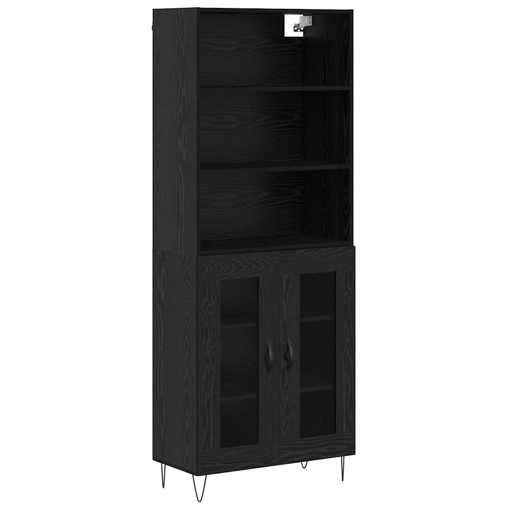 Highboard 2 pcs Schwarz Eichen-Optik Holzwerkstoff