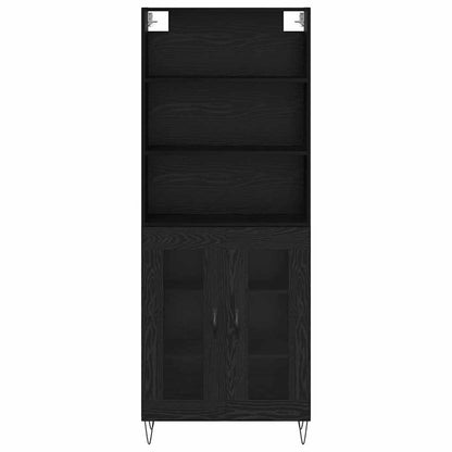 Highboard 2 stk. Schwarz Eichen-Optik 69,5 x 34 x 180 cm