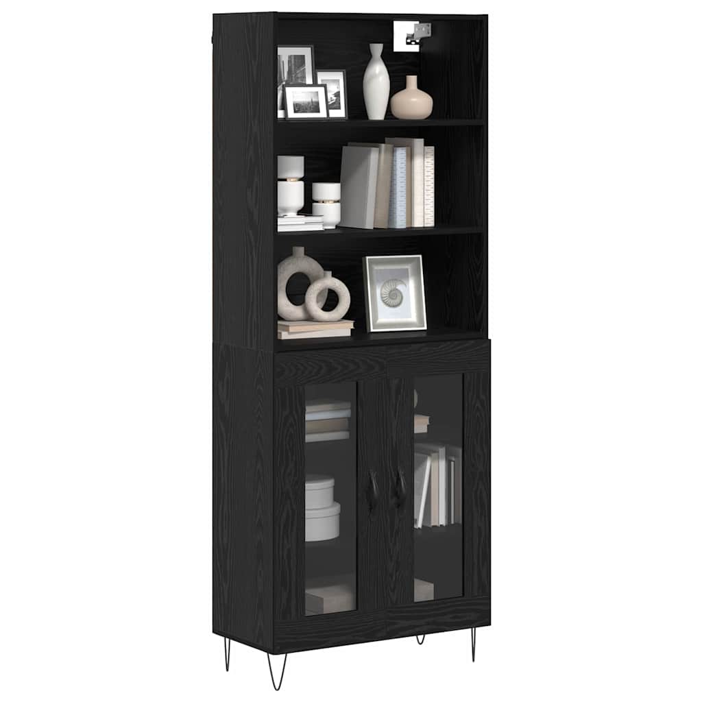 Highboard 2 pcs Schwarz Eichen-Optik Holzwerkstoff