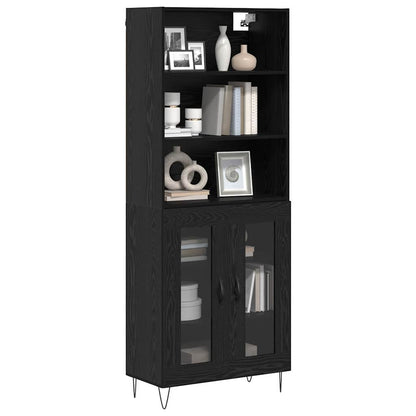 Highboard 2 stk. Schwarz Eichen-Optik 69,5 x 34 x 180 cm