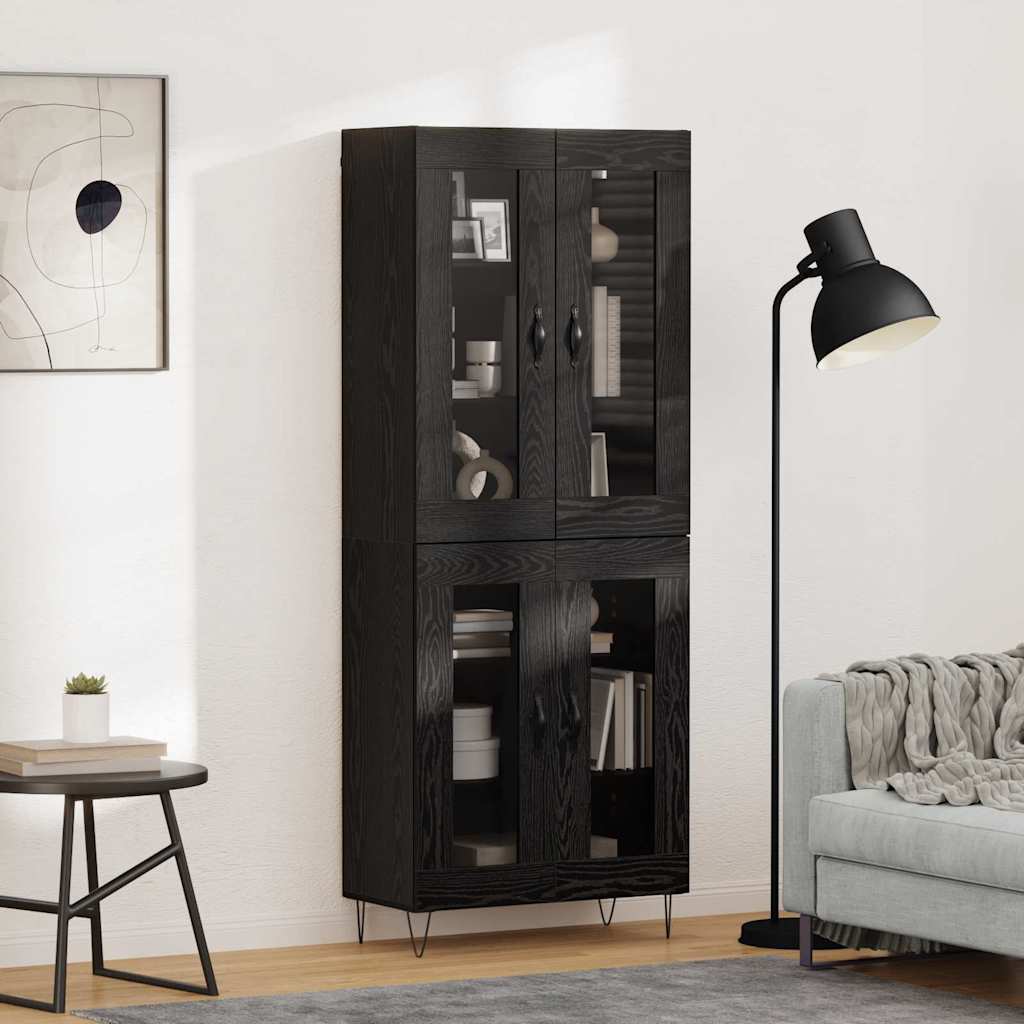 Highboard Schwarz Eichen-Optik 69,5 x 34 x 90 cm Holzwerkstoff