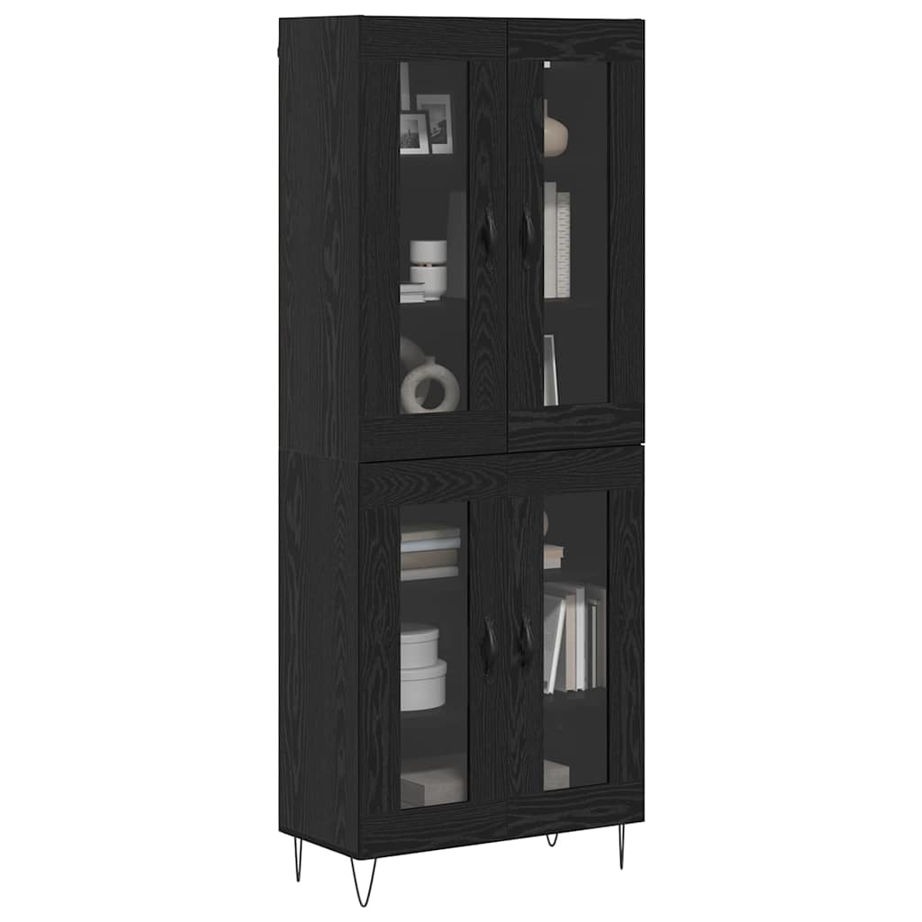 Highboard Schwarz Eichen-Optik 69,5 x 34 x 90 cm Holzwerkstoff
