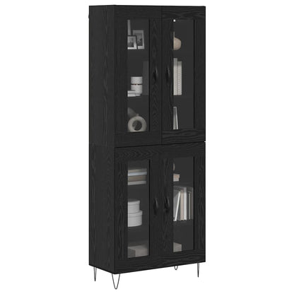 Highboard Schwarz Eichen-Optik 69,5 x 34 x 90 cm Holzwerkstoff