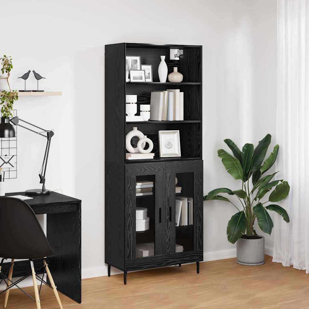 Highboard 2 Stk. Schwarz Eichen-Optik 69,5 x 32,5 x 180 cm
