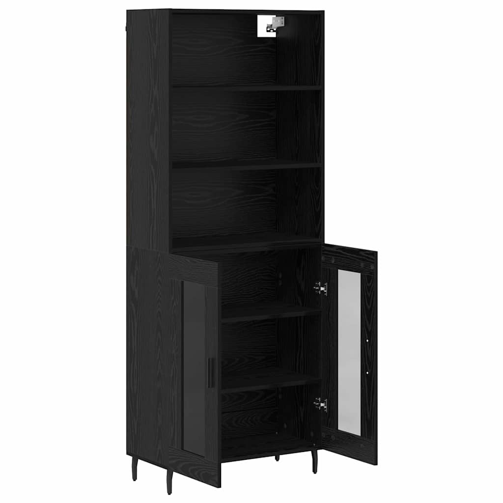 Highboard 2 Stk. Schwarz Eichen-Optik 69,5 x 32,5 x 180 cm