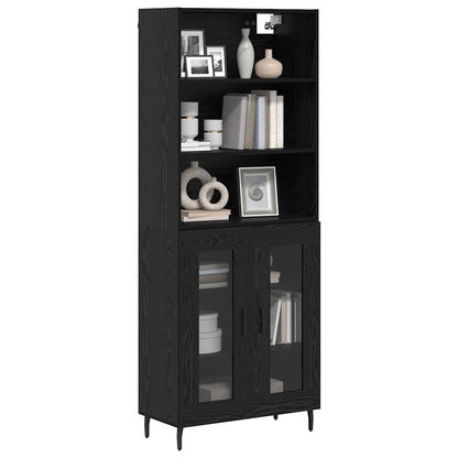 Highboard 2 Stk. Schwarz Eichen-Optik 69,5 x 32,5 x 180 cm