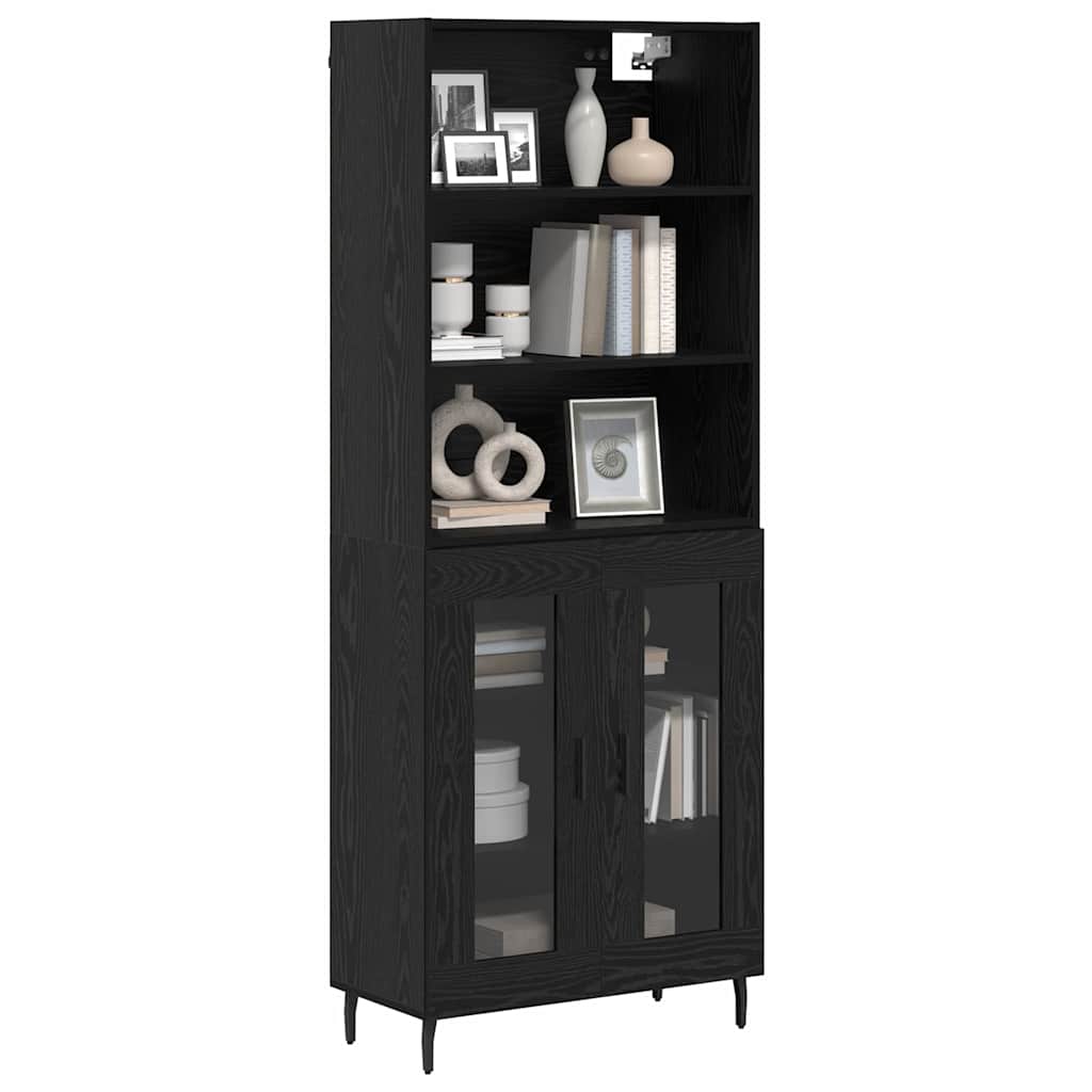 Highboard 2 Stk. Schwarz Eichen-Optik 69,5 x 32,5 x 180 cm