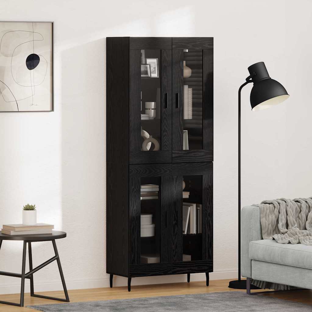 Highboard 2 stk. Schwarz Eichen-Optik 69,5 x 34 x 180 cm