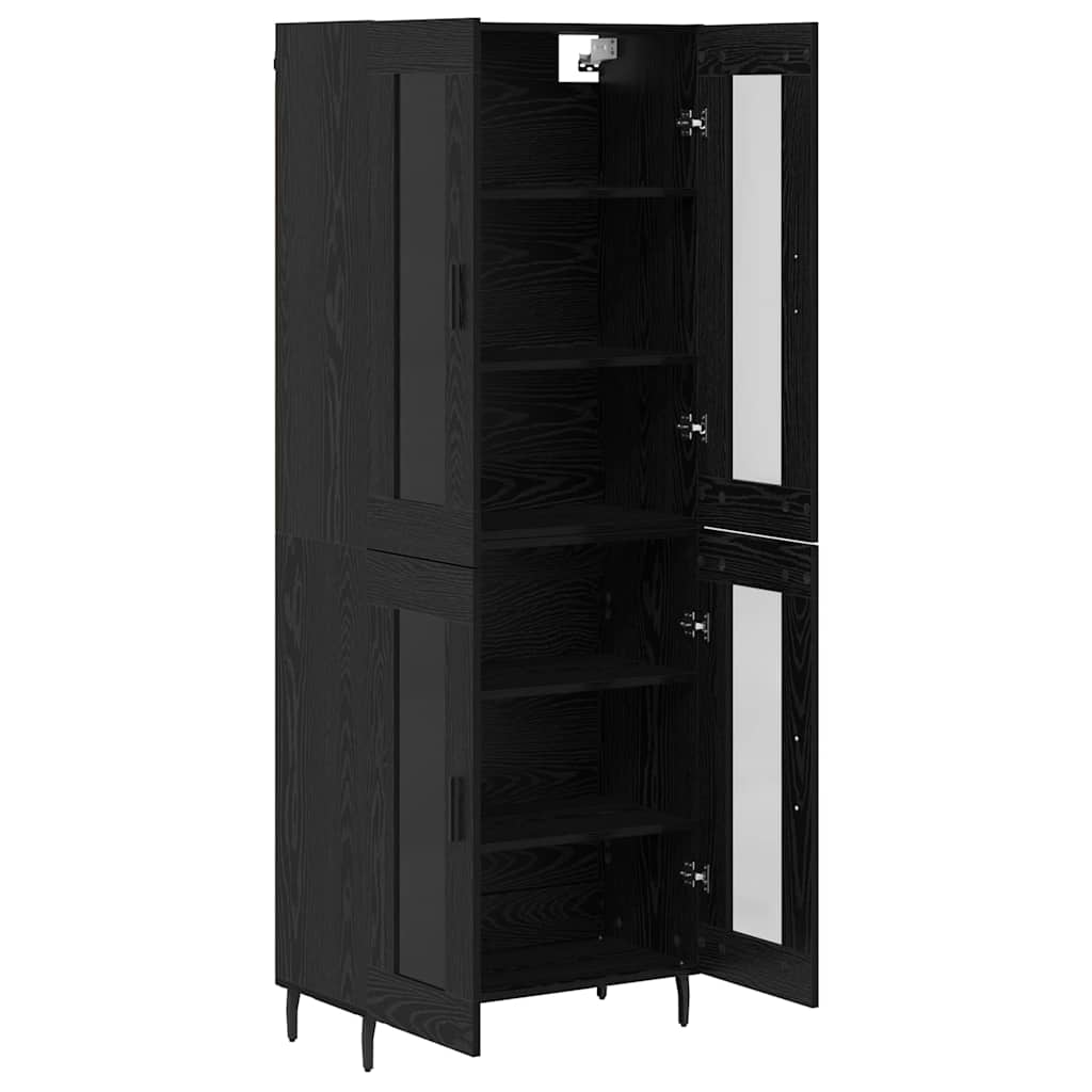 Highboard 2 stk. Schwarz Eichen-Optik 69,5 x 34 x 180 cm