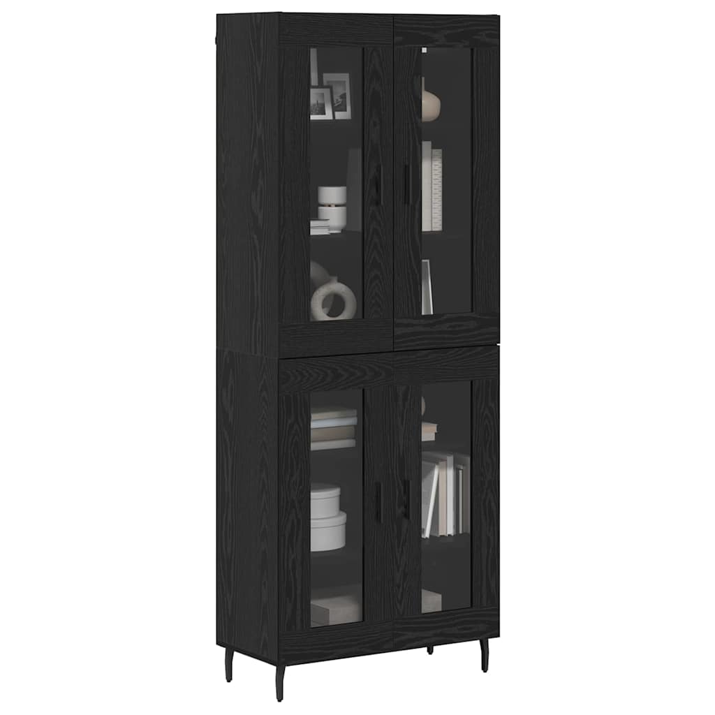 Highboard 2 stk. Schwarz Eichen-Optik 69,5 x 34 x 180 cm