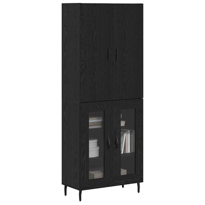 Highboard 2 stk. Schwarz Eichen-Optik 69,5 x 34 x 180 cm