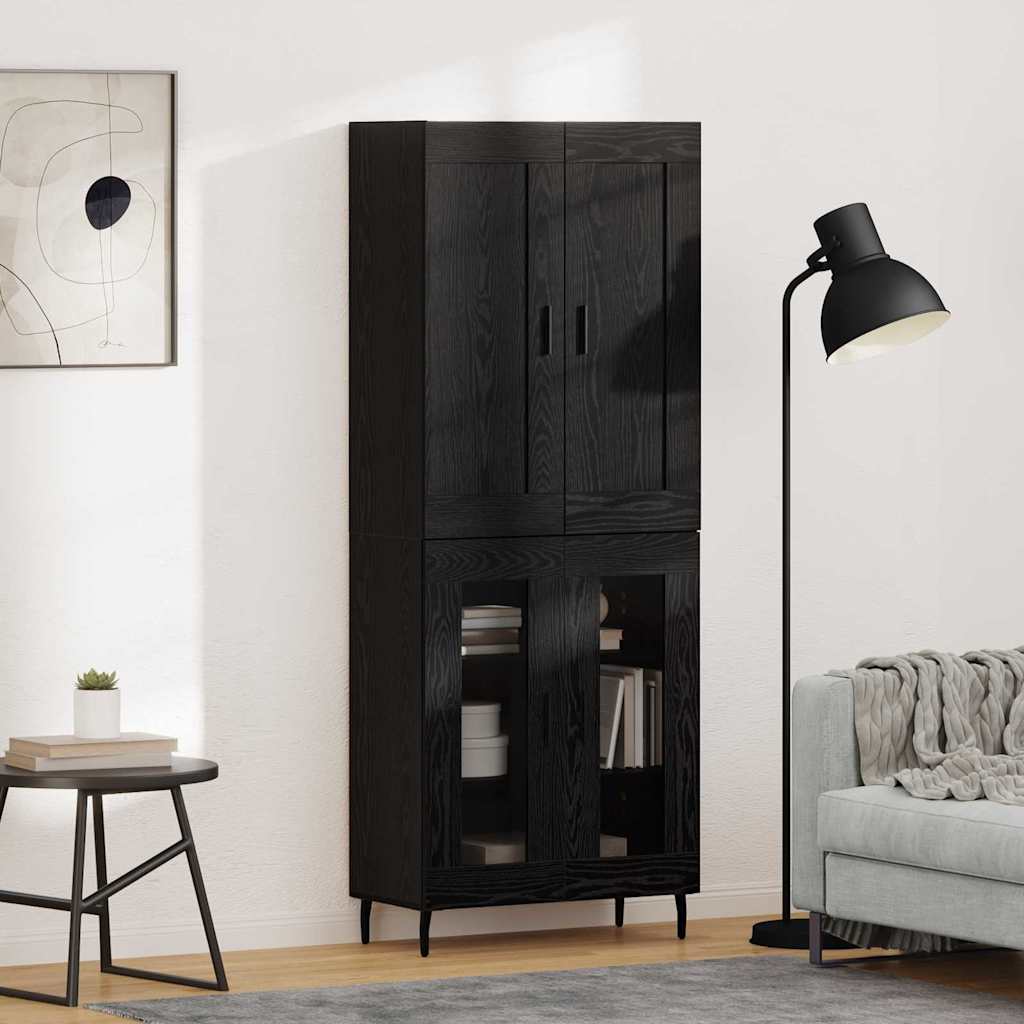 Highboard 2 stk. Schwarz Eichen-Optik 69,5 x 34 x 180 cm