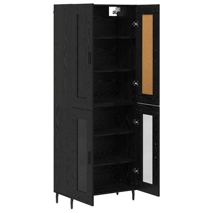 Highboard 2 stk. Schwarz Eichen-Optik 69,5 x 34 x 180 cm