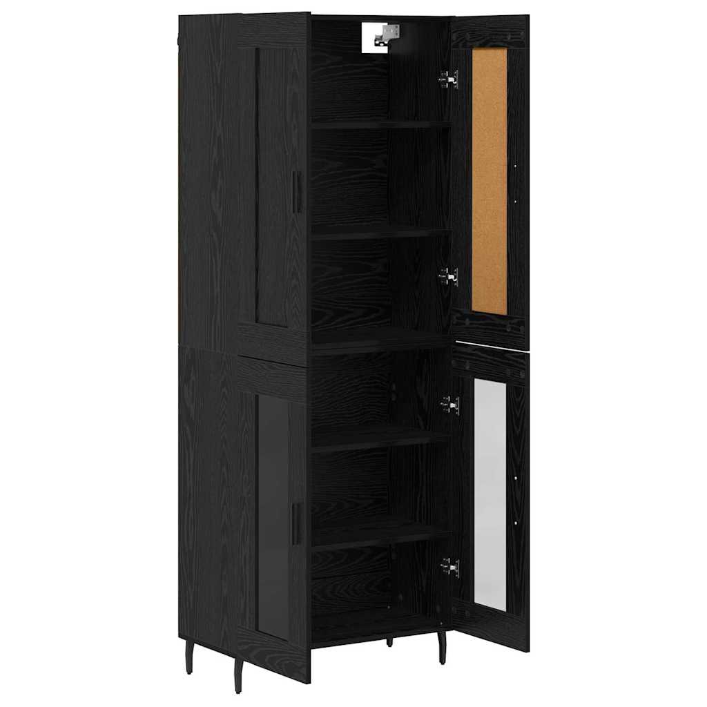 Highboard 2 stk. Schwarz Eichen-Optik 69,5 x 34 x 180 cm