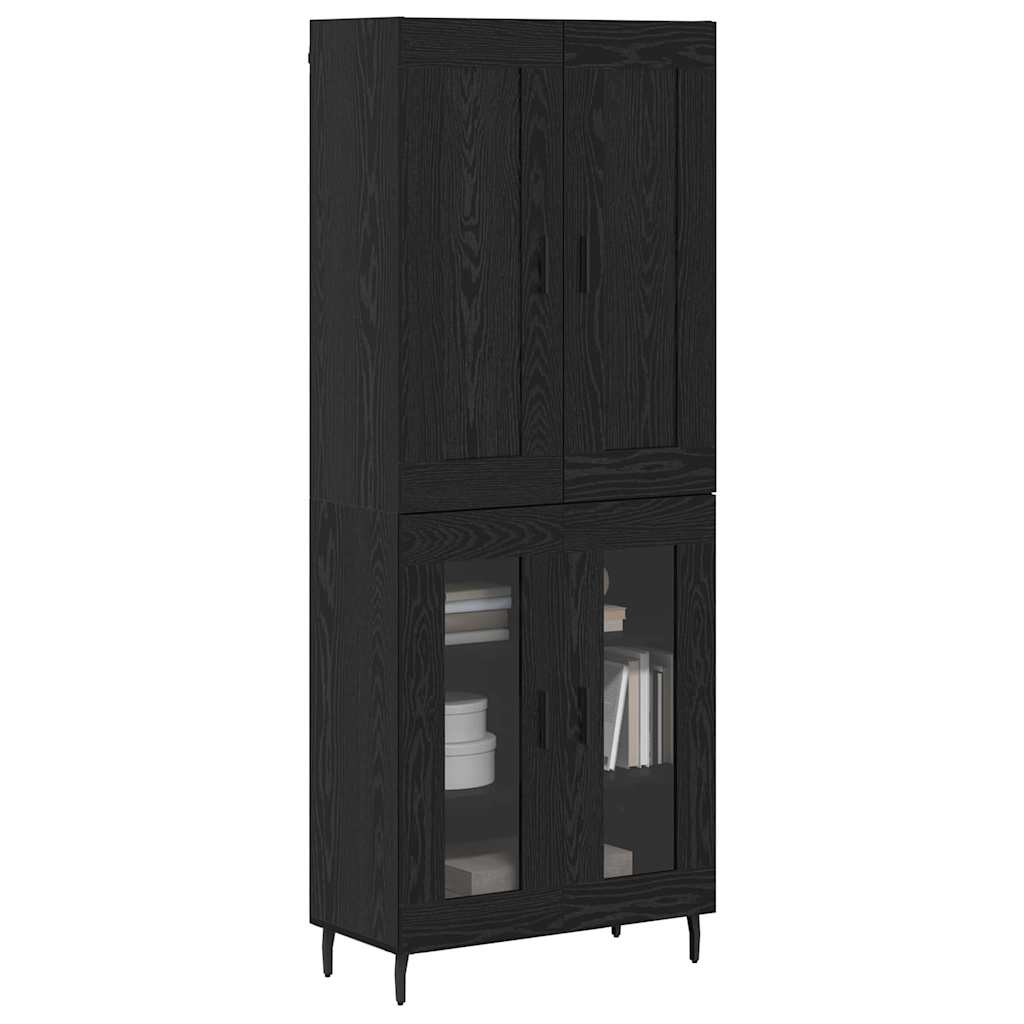 Highboard 2 stk. Schwarz Eichen-Optik 69,5 x 34 x 180 cm