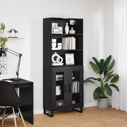 Highboard 2 stk. Schwarz Eichen-Optik 69,5 x 34 x 180 cm