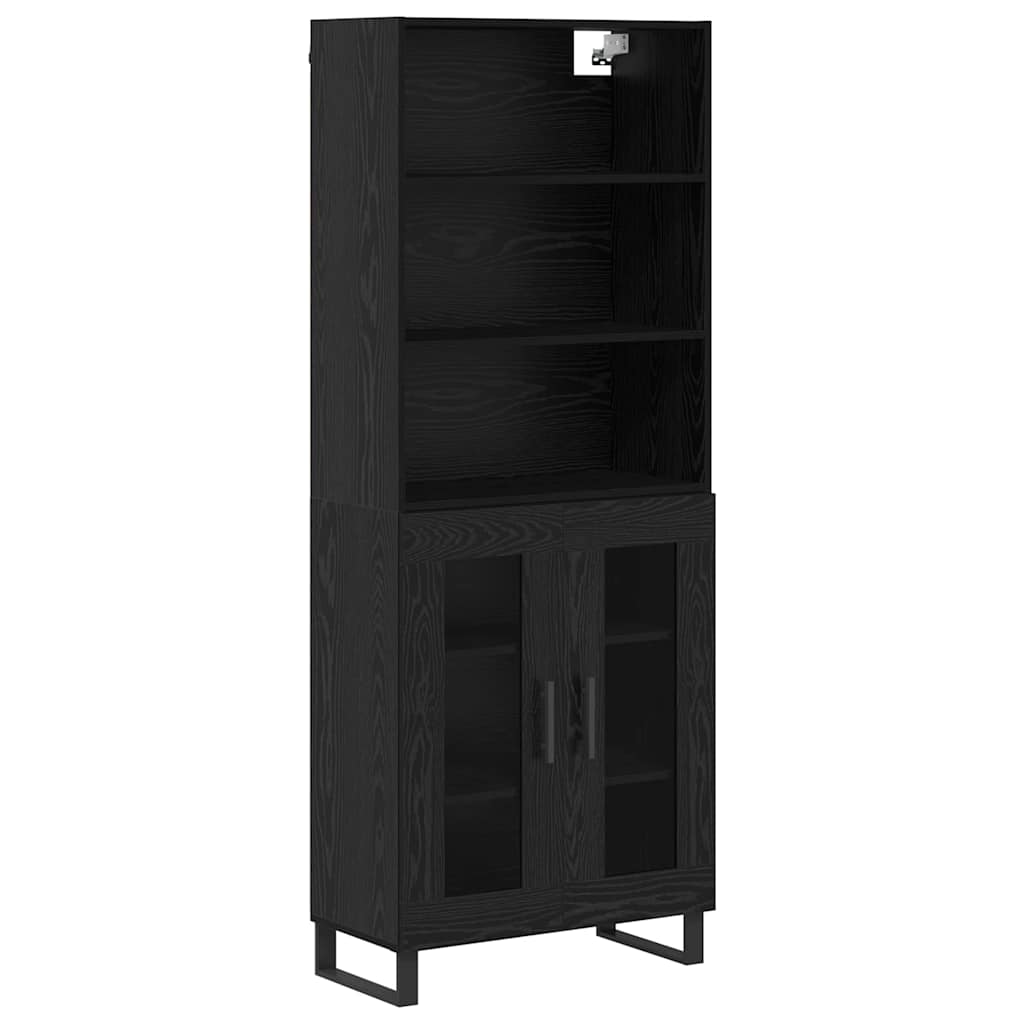 Highboard 2 stk. Schwarz Eichen-Optik 69,5 x 34 x 180 cm