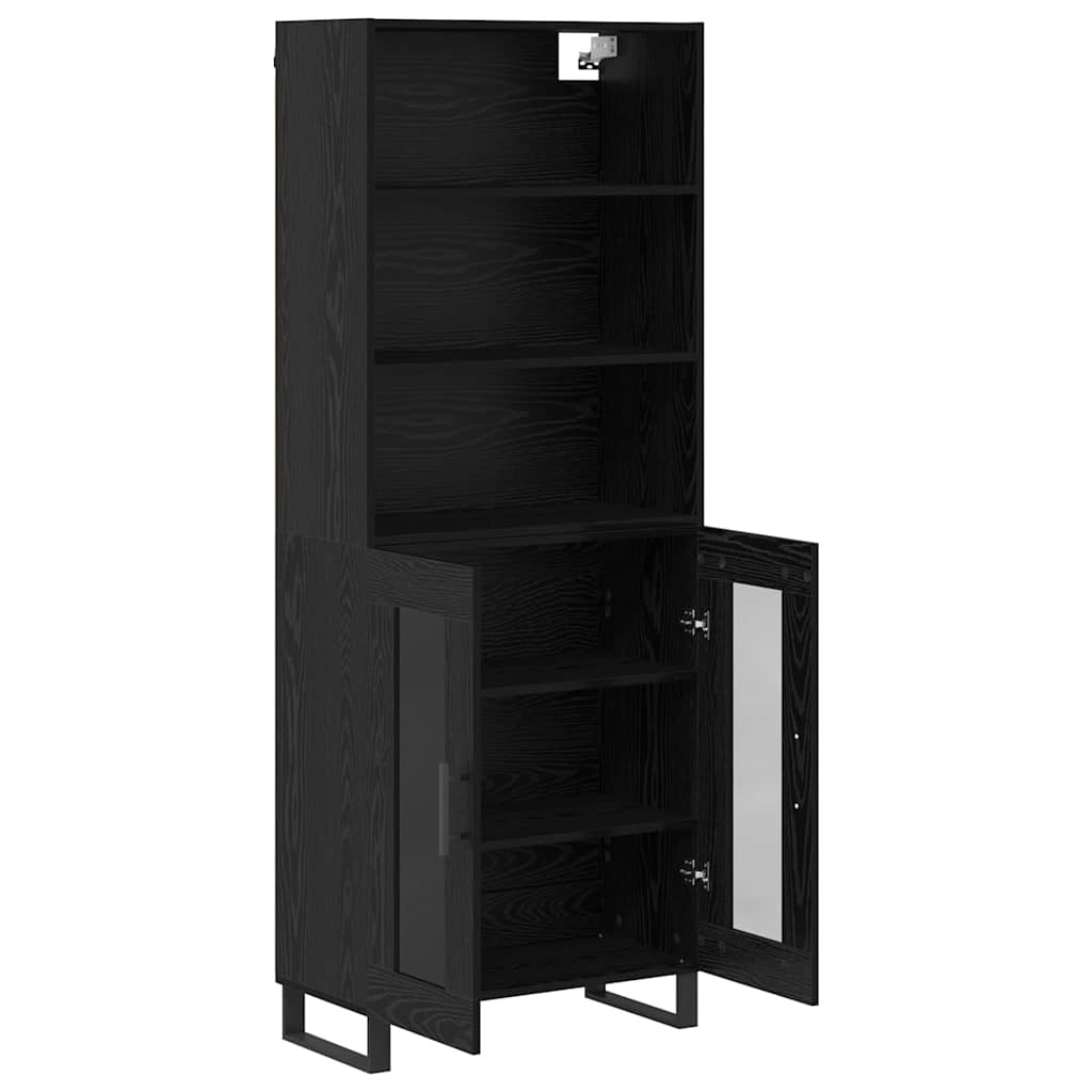 Highboard 2 stk. Schwarz Eichen-Optik 69,5 x 34 x 180 cm