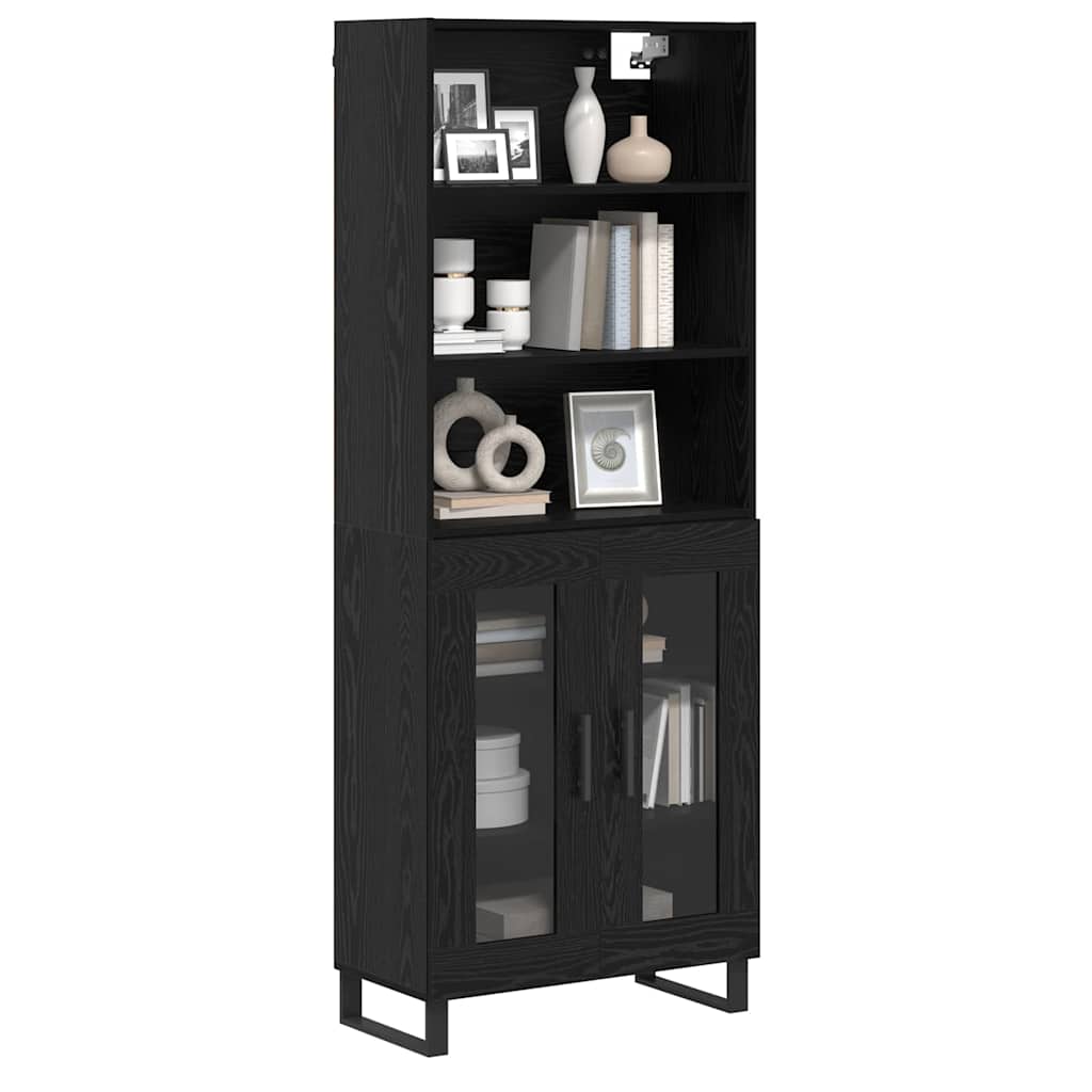Highboard 2 stk. Schwarz Eichen-Optik 69,5 x 34 x 180 cm