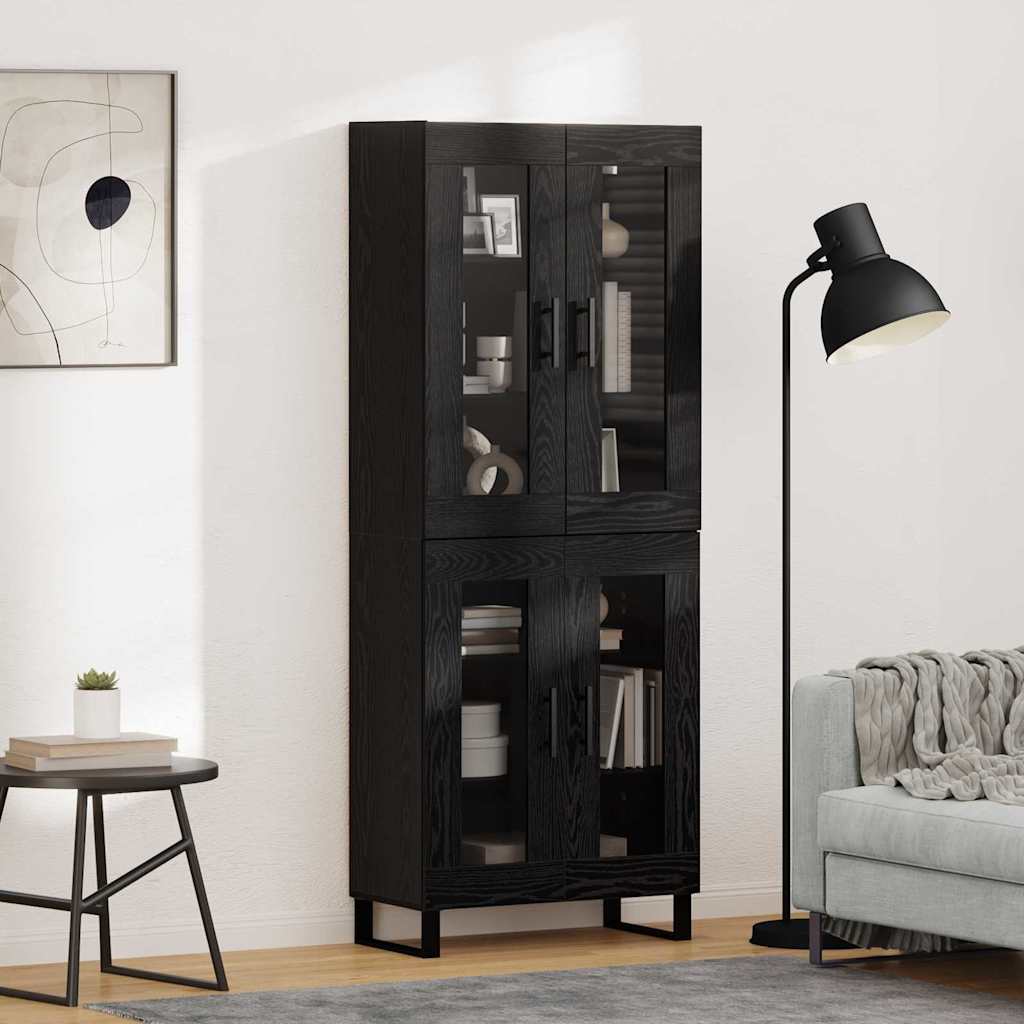 Highboard 2 stk. Schwarz Eichen-Optik 69,5 x 34 x 180 cm
