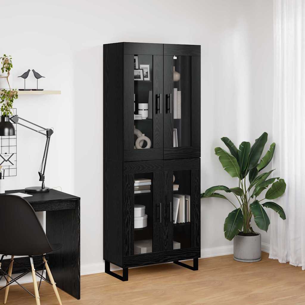 Highboard 2 stk. Schwarz Eichen-Optik 69,5 x 34 x 180 cm