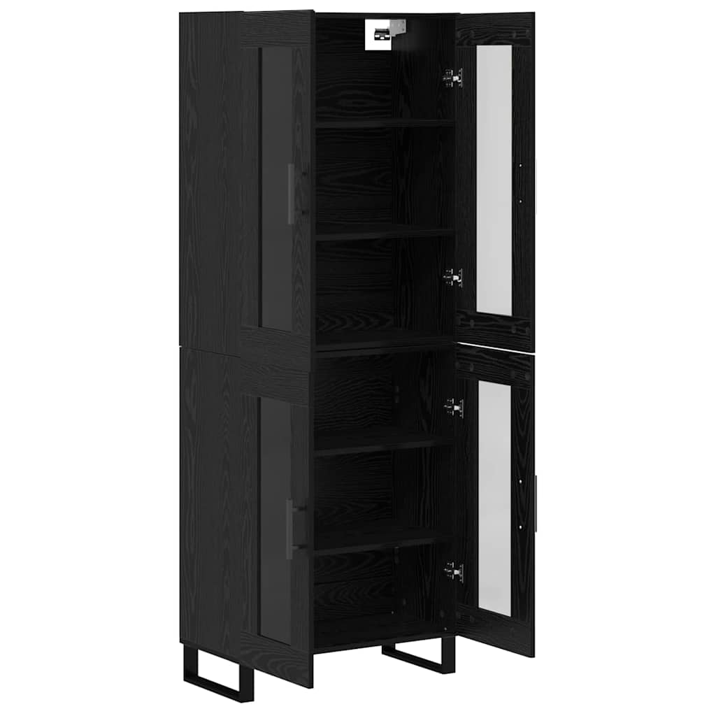 Highboard 2 stk. Schwarz Eichen-Optik 69,5 x 34 x 180 cm