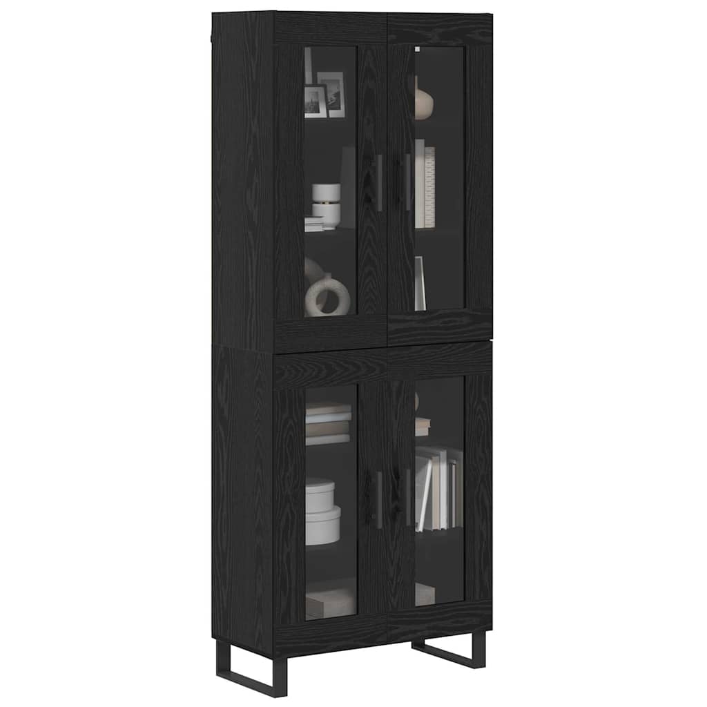 Highboard 2 stk. Schwarz Eichen-Optik 69,5 x 34 x 180 cm