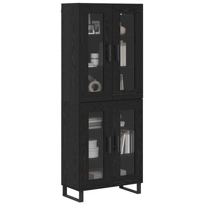 Highboard 2 stk. Schwarz Eichen-Optik 69,5 x 34 x 180 cm