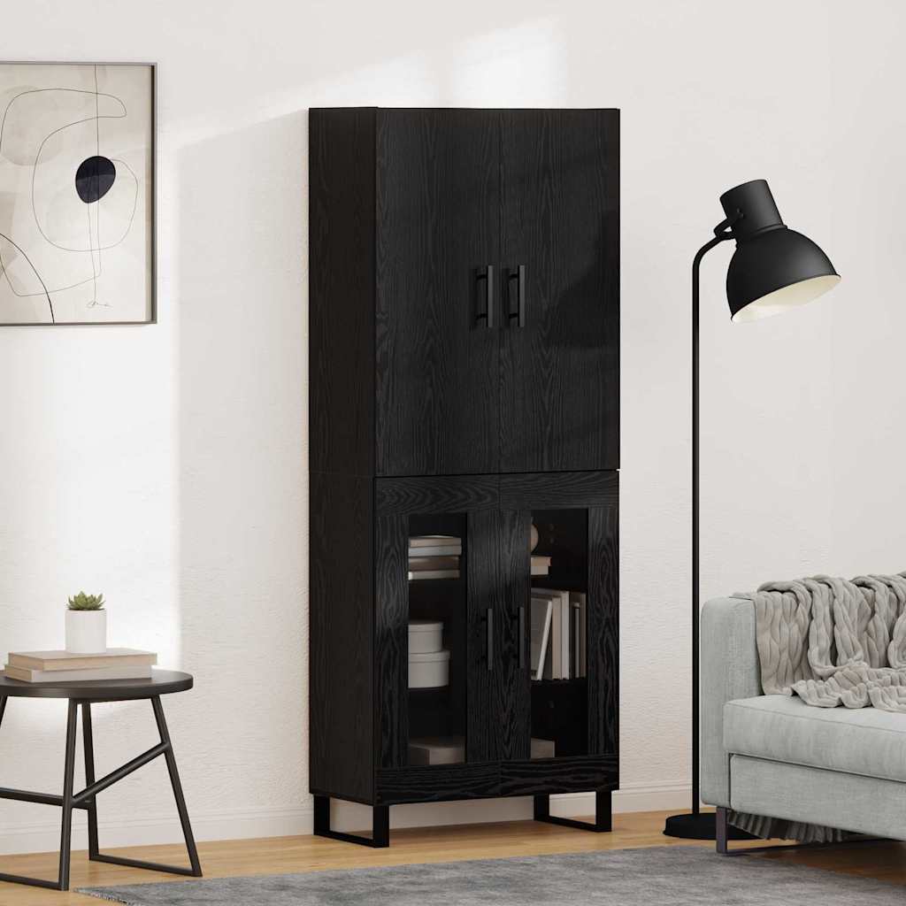 Highboard 2 stk. Schwarz Eichen-Optik 69,5 x 34 x 180 cm