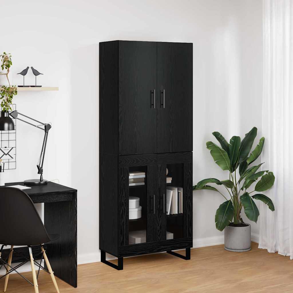 Highboard 2 stk. Schwarz Eichen-Optik 69,5 x 34 x 180 cm