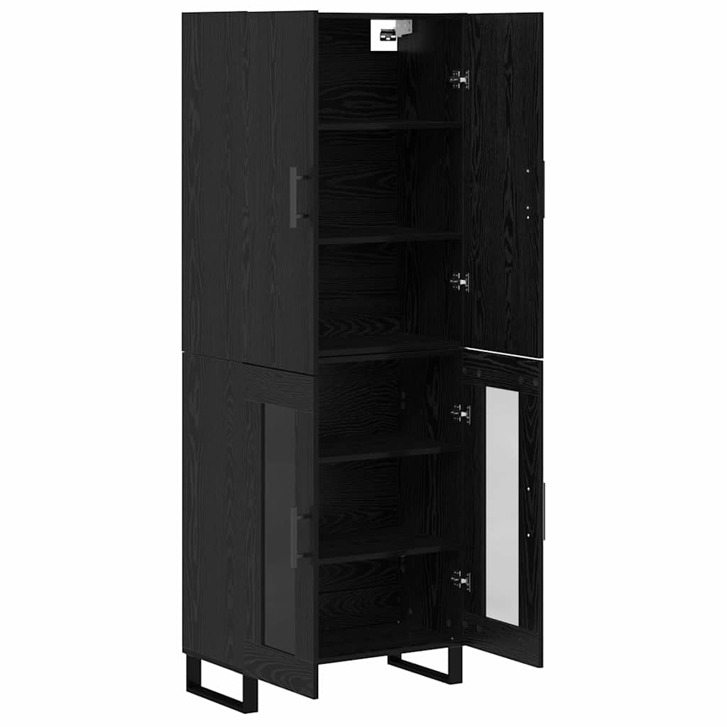 Highboard 2 stk. Schwarz Eichen-Optik 69,5 x 34 x 180 cm