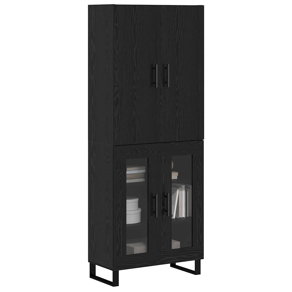 Highboard 2 stk. Schwarz Eichen-Optik 69,5 x 34 x 180 cm