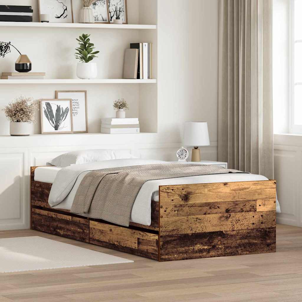 Bettrahmen Altholz 100 x 200 cm Massives Kiefernholz