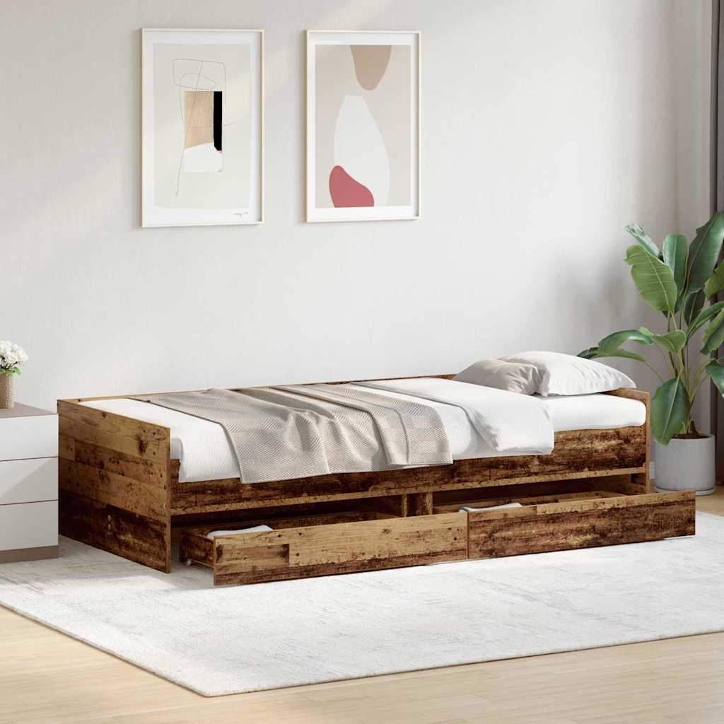 Bettrahmen Altholz 100 x 200 cm Massives Kiefernholz