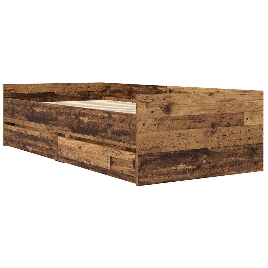 Bettrahmen Altholz 100 x 200 cm Massives Kiefernholz