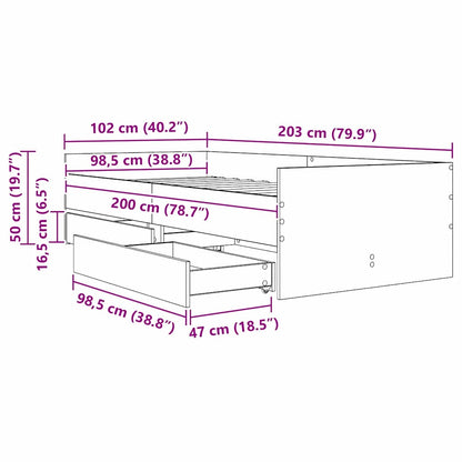 Bettrahmen Altholz 100 x 200 cm Massives Kiefernholz