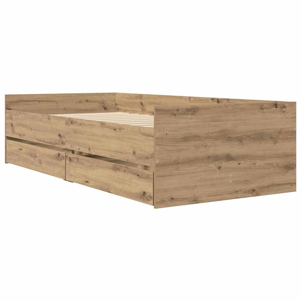 Bettrahmen Artisan-Eiche 100 x 200 cm Massives Kiefernholz